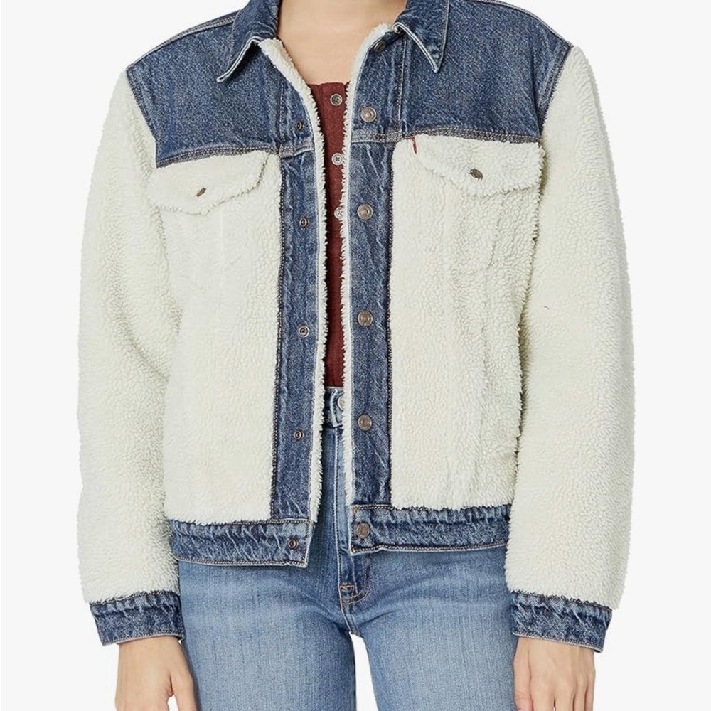 LEVIS Women's Pieced Sherpa Ex Boyfriend Jean Jacket